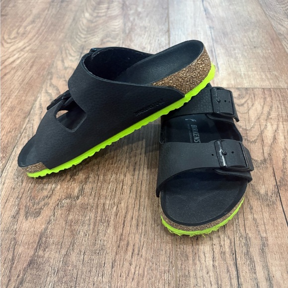 Birkenstock Kid’s Arizona Burko-Flor Camo Black Lime size youth 2-2.5 - Picture 4 of 7
